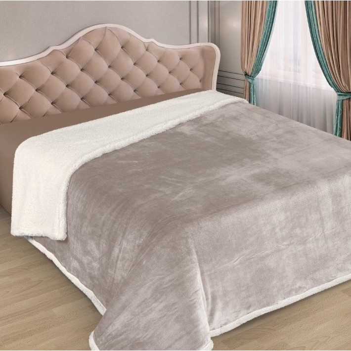 Плед кровать 150х220 1,5 спальный из микрофибры 440 г/м2 серый однотонный Marianna