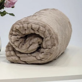 Плед     универсальный 150х200  1,5 спальный из велсофта  290 г/м2     коричневый  Однотонное, Полоска Орионтекс