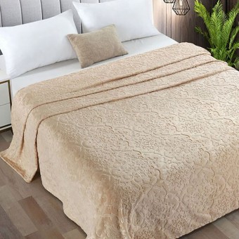 Плед     универсальный 150х200  1,5 спальный из велсофта  290 г/м2     бежевый  Однотонное, Орнамент Орионтекс