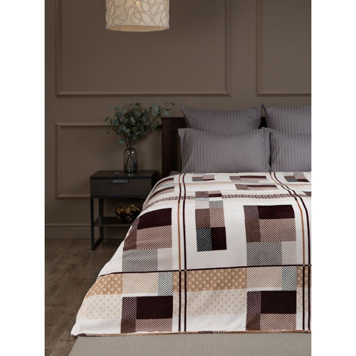 Плед универсальный 150х200 1,5 спальный из велсофта разноцветный Клетка TexRepublic