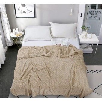 Плед     универсальный 150х200  1,5 спальный из велсофта  280 г/м2     бежевый  Однотонное, Орнамент Орионтекс