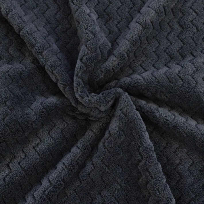 Плед универсальный 150х200 1,5 спальный из велсофта 320 г/м2 серый Однотонное, Зигзаг Орионтекс