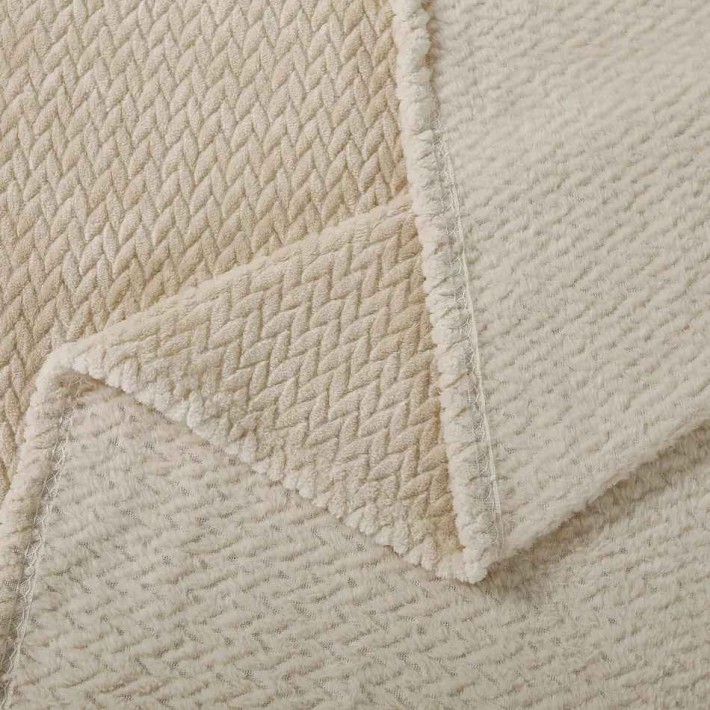 Плед универсальный 150х200 1,5 спальный из велсофта 280 г/м2 бежевый Однотонный, Орнамент Орионтекс