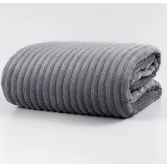 Плед     универсальный 150х200  1,5 спальный из велсофта  280 г/м2     серый  Однотонное, Полоска Орионтекс