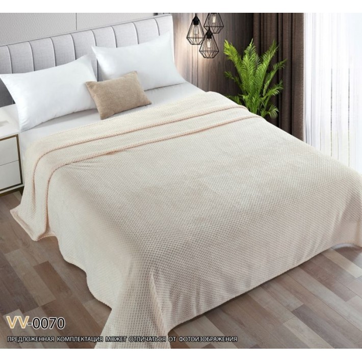 Плед универсальный 150х200 1,5 спальный из велсофта 230 г/м2 Однотонное, Соты