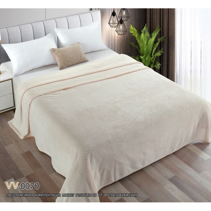 Плед универсальный 150х200 1,5 спальный из велсофта 230 г/м2 Однотонное, Соты
