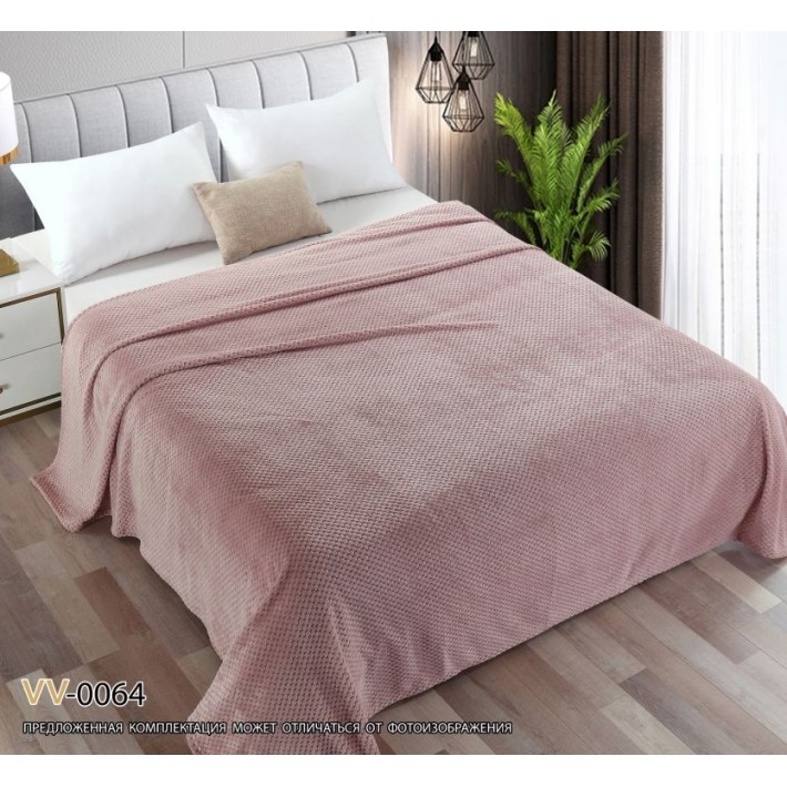 Плед универсальный 150х200 1,5 спальный из велсофта 230 г/м2 розовый Однотонное, Соты
