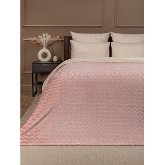 Плед     универсальный 150х200  1,5 спальный из велсофта       розовый  Однотонное, Зигзаг TexRepublic
