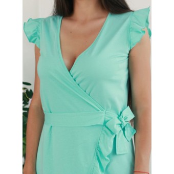 Халат  женский       из кулирки   на пуговицах  с коротким рукавом