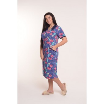 Халат  женский       из кулирки   на молнии  с коротким рукавом