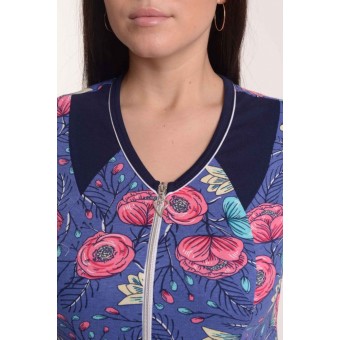 Халат  женский       из кулирки   на молнии  с коротким рукавом