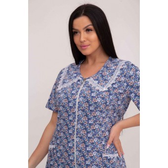 Халат  женский       из кулирки   на молнии  с коротким рукавом