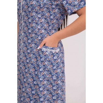 Халат  женский       из кулирки   на молнии  с коротким рукавом