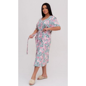 Халат  женский       из кулирки   на пуговицах  с коротким рукавом