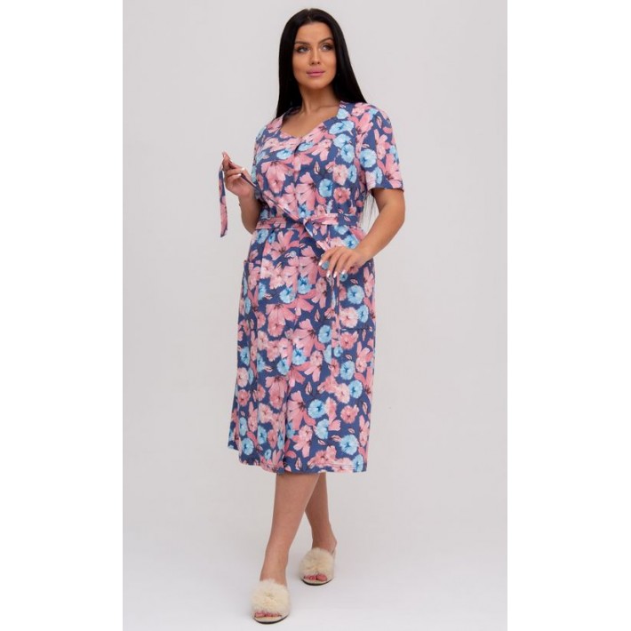 Халат женский из кулирки на пуговицах с коротким рукавом