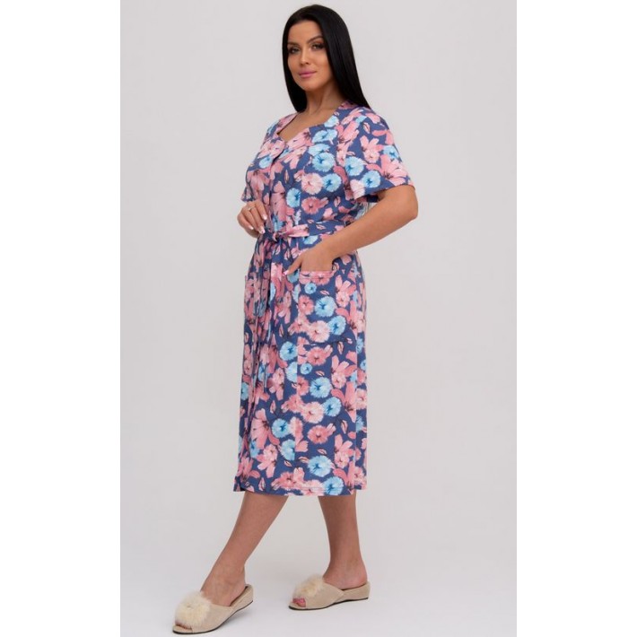 Халат женский из кулирки на пуговицах с коротким рукавом