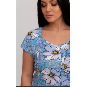 Халат  женский       из кулирки   на пуговицах  с коротким рукавом