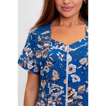 Халат  женский       из кулирки   на молнии  с коротким рукавом