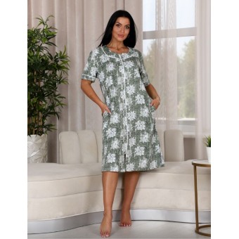 Халат  женский       из кулирки   на молнии  с рукавом 1/2