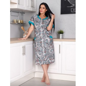 Халат  женский       из кулирки   на молнии  с коротким рукавом