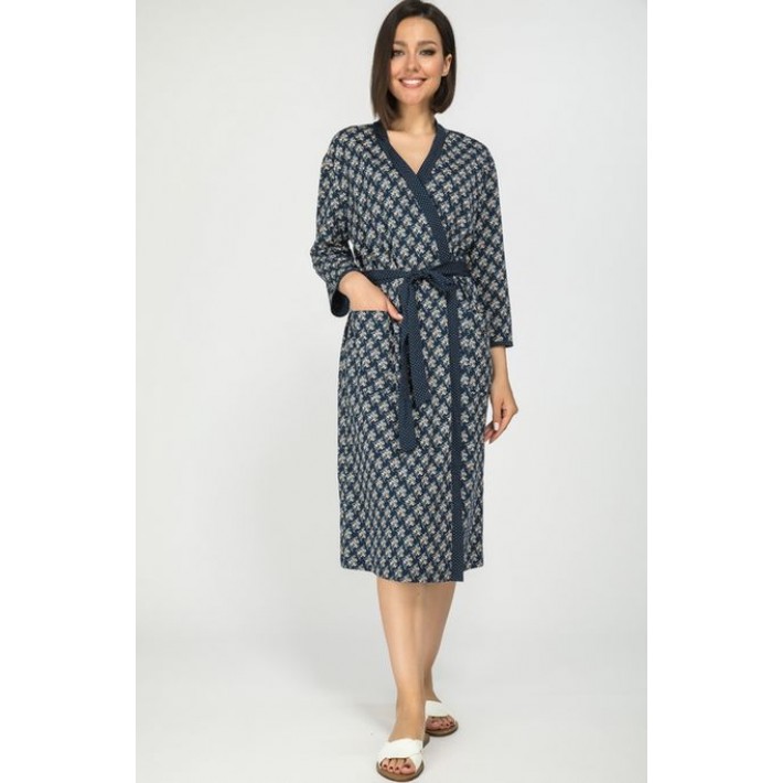 Халат женский трикотажный на пуговицах с рукавом 3/4