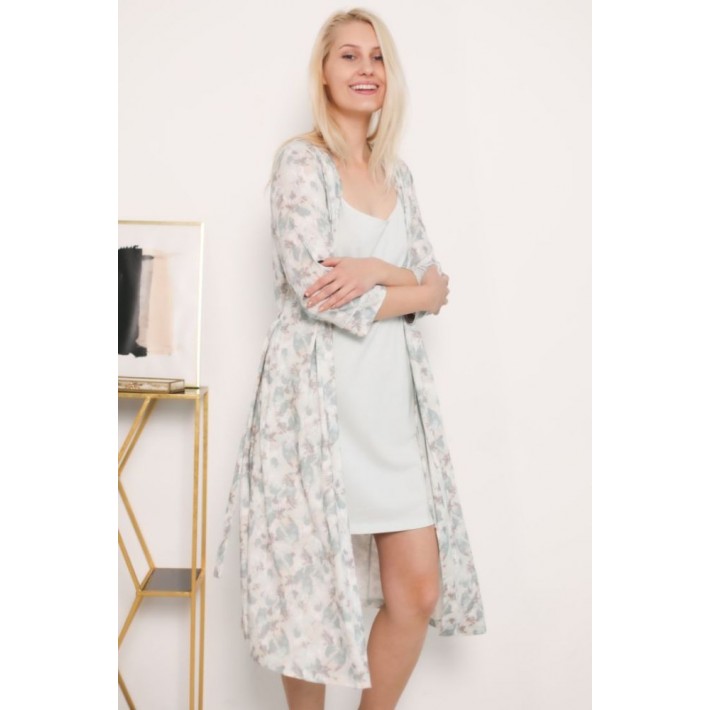 Халат женский трикотажный с запахом с рукавом 3/4