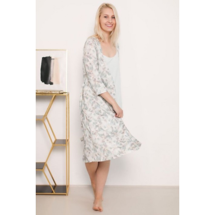 Халат женский трикотажный с запахом с рукавом 3/4