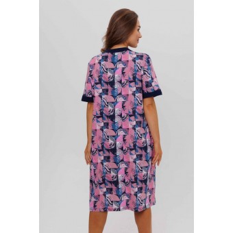 Халат  женский       из кулирки   на молнии  с коротким рукавом  розовый