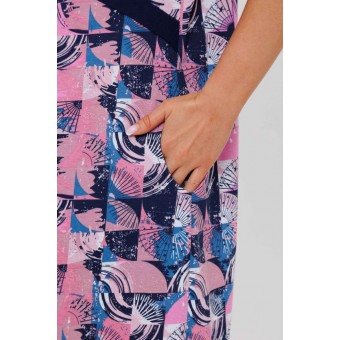 Халат  женский       из кулирки   на молнии  с коротким рукавом  розовый