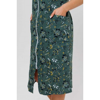 Халат  женский       из кулирки   на молнии  с коротким рукавом  зеленый