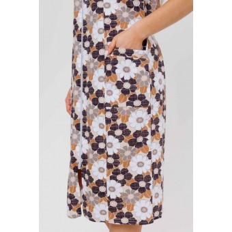 Халат  женский       из кулирки   на молнии  с коротким рукавом  коричневый