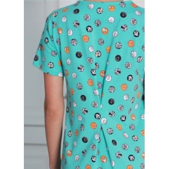 Халат  женский       из кулирки   на пуговицах  с коротким рукавом  зеленый