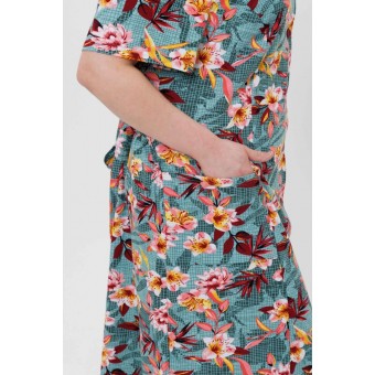 Халат  женский       из кулирки   на пуговицах  с коротким рукавом  зеленый