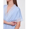 Халат женский из вискозы с запахом с коротким рукавом голубой