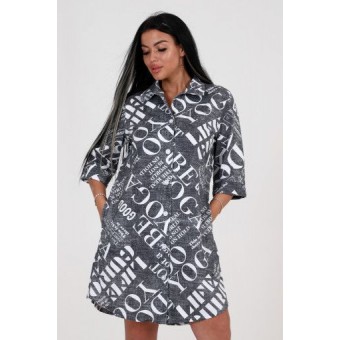 Халат  женский       Джинскотт   на пуговицах  с рукавом 1/2  серый