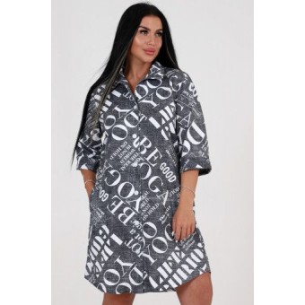 Халат  женский       Джинскотт   на пуговицах  с рукавом 1/2  серый