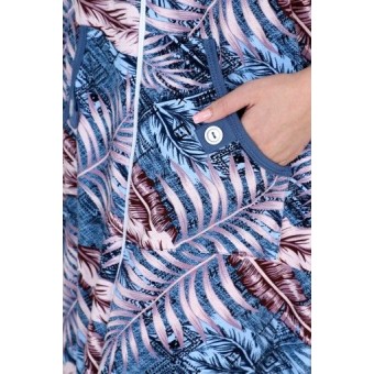 Халат  женский       из кулирки   на молнии  с коротким рукавом  синий