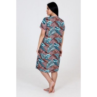 Халат  женский       из кулирки   на молнии  с коротким рукавом  коричневый