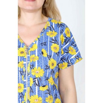 Халат  женский       трикотажный   на молнии  с коротким рукавом  в ассортименте