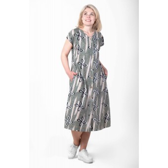 Халат  женский       трикотажный   на пуговицах  с коротким рукавом  в ассортименте