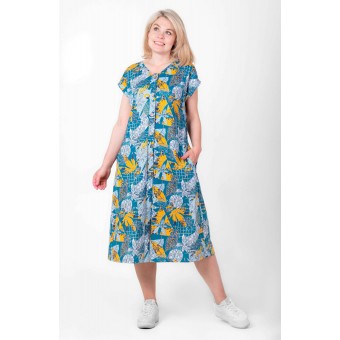 Халат  женский       трикотажный   на пуговицах  с коротким рукавом  в ассортименте