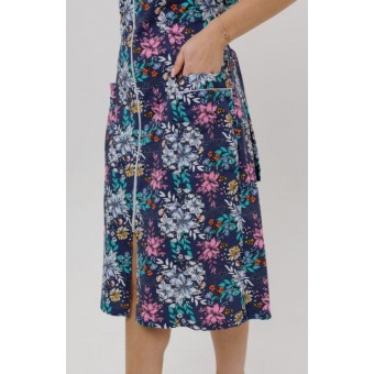 Халат  женский       из кулирки   на молнии  с коротким рукавом  фиолетовый