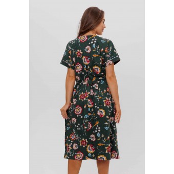 Халат  женский       из кулирки   на молнии  с коротким рукавом  зеленый