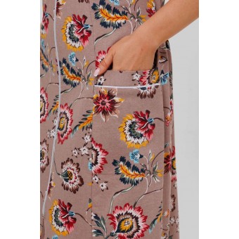 Халат  женский       из кулирки   на молнии  с коротким рукавом  бежевый