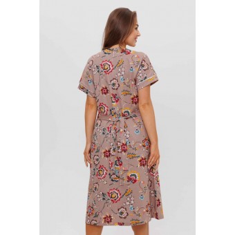 Халат  женский       из кулирки   на молнии  с коротким рукавом  бежевый