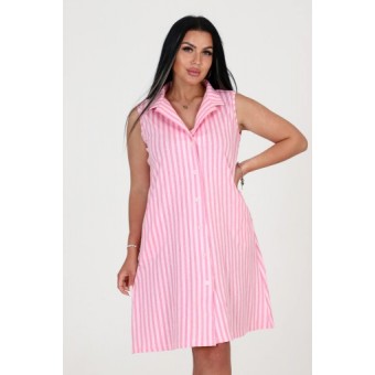 Халат  женский       из кулирки   на пуговицах  без рукавов  розовый