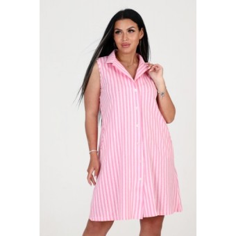 Халат  женский       из кулирки   на пуговицах  без рукавов  розовый