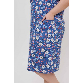 Халат  женский       из кулирки   на молнии  с коротким рукавом  синий