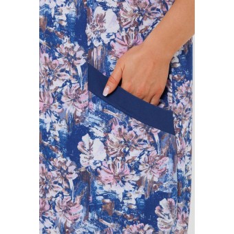 Халат  женский       из кулирки   на молнии  с коротким рукавом  синий