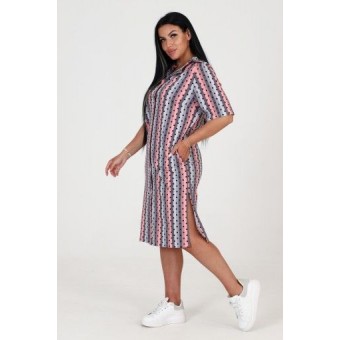 Халат  женский       из кулирки   на пуговицах  с рукавом 1/2  розовый